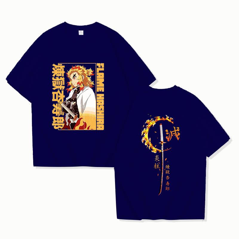 New Anime Rengoku Kyoujurou T Shirt Unisex Short Sleeve O Neck Summer Casual Pattern Printing T-shirt Top Tee