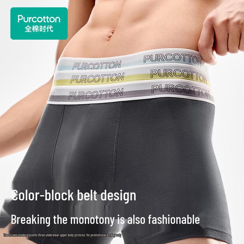 Purcotton Men's 7A Antibacterial Cotton Boxer Briefs 3-Pack