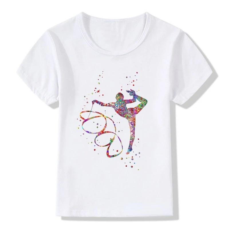 Boys T-shirt Girls Kids Rhythmic Gymnastics Printed T-shirt Modal Clothing Short Sleeves Boys Clothes
