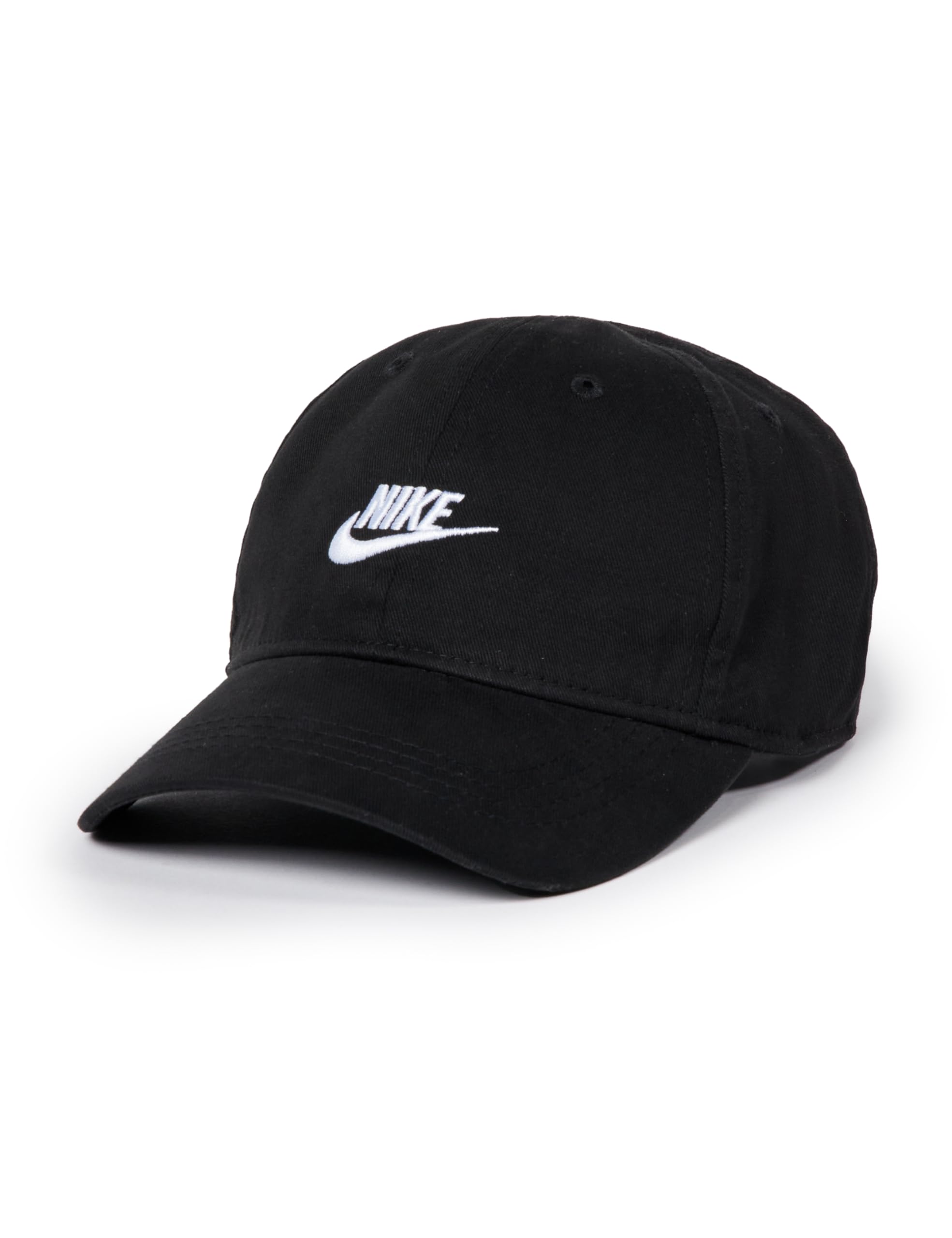 

Хлопковая бейсболка Nike с вышитым логотипом Swoosh, изогнутым козырьком и белой подписью Swoosh. Размеры: Детские (Черная Вышивка) 4-7 чёрный