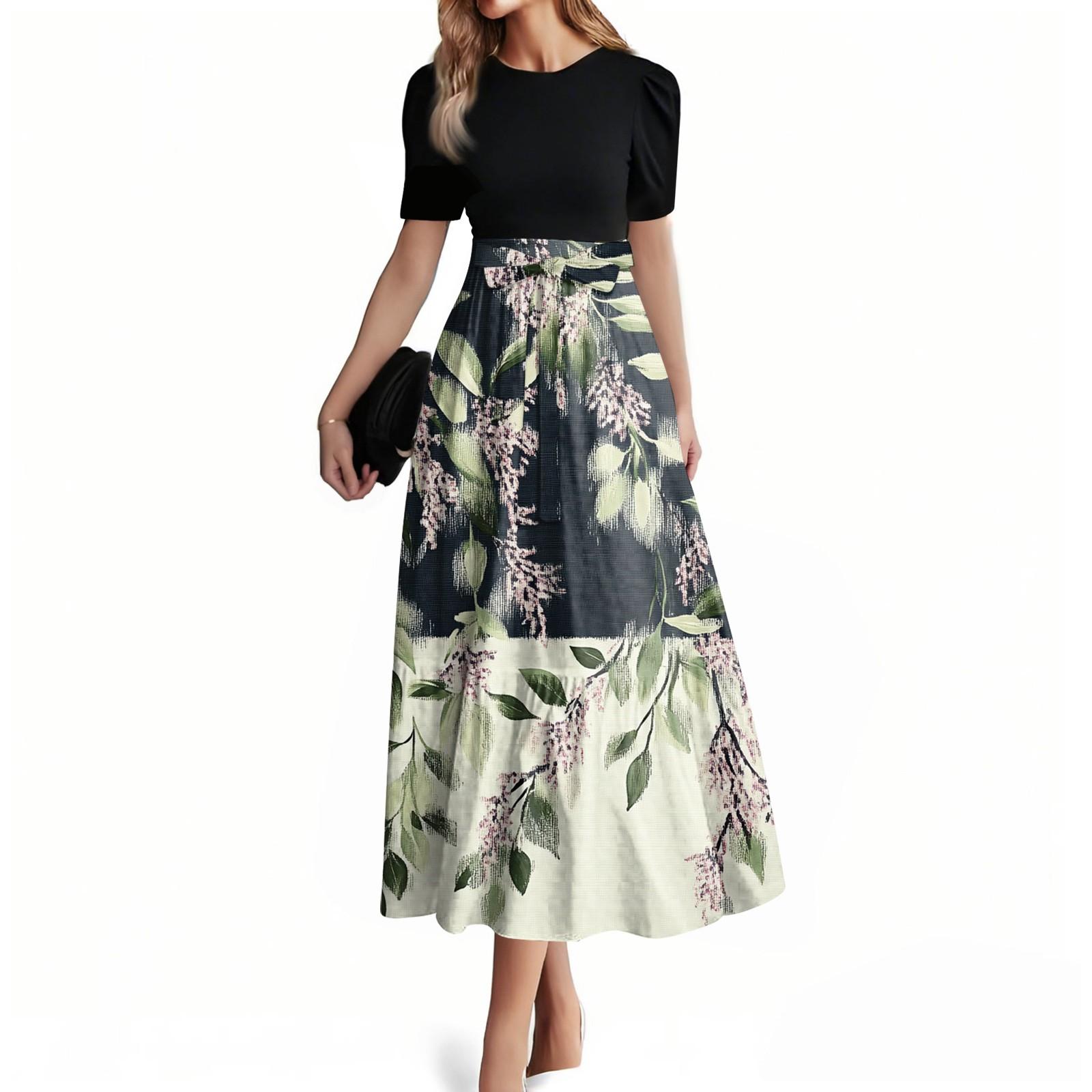 

Женское модное повседневное платье с коротким рукавом и круглым вырезом, элегантное, темпераментное M