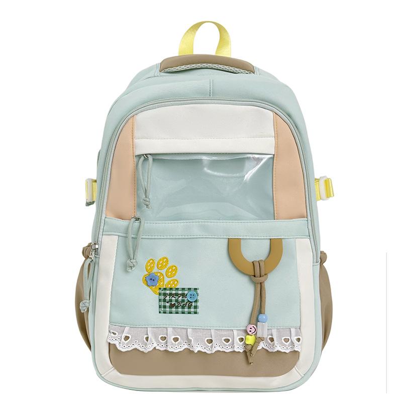 Schoolbag high value ins cute schoolbag female versatile two-dimensional transparent pain bag backpack high school student large capacity backpack