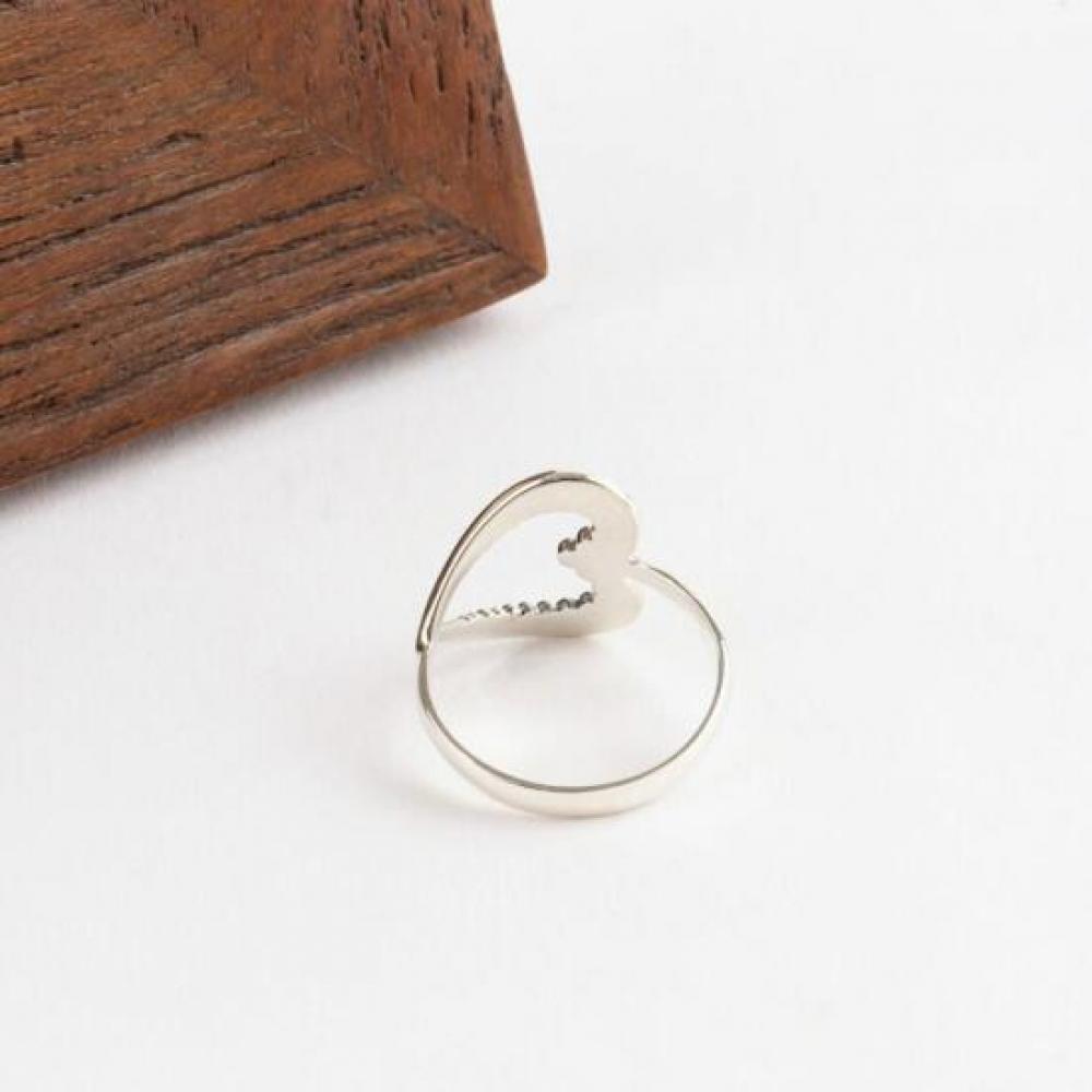 New Arrivals Open Run Heart Ring Symmetrical Cutout Plain Glossy Silver Ring Edg