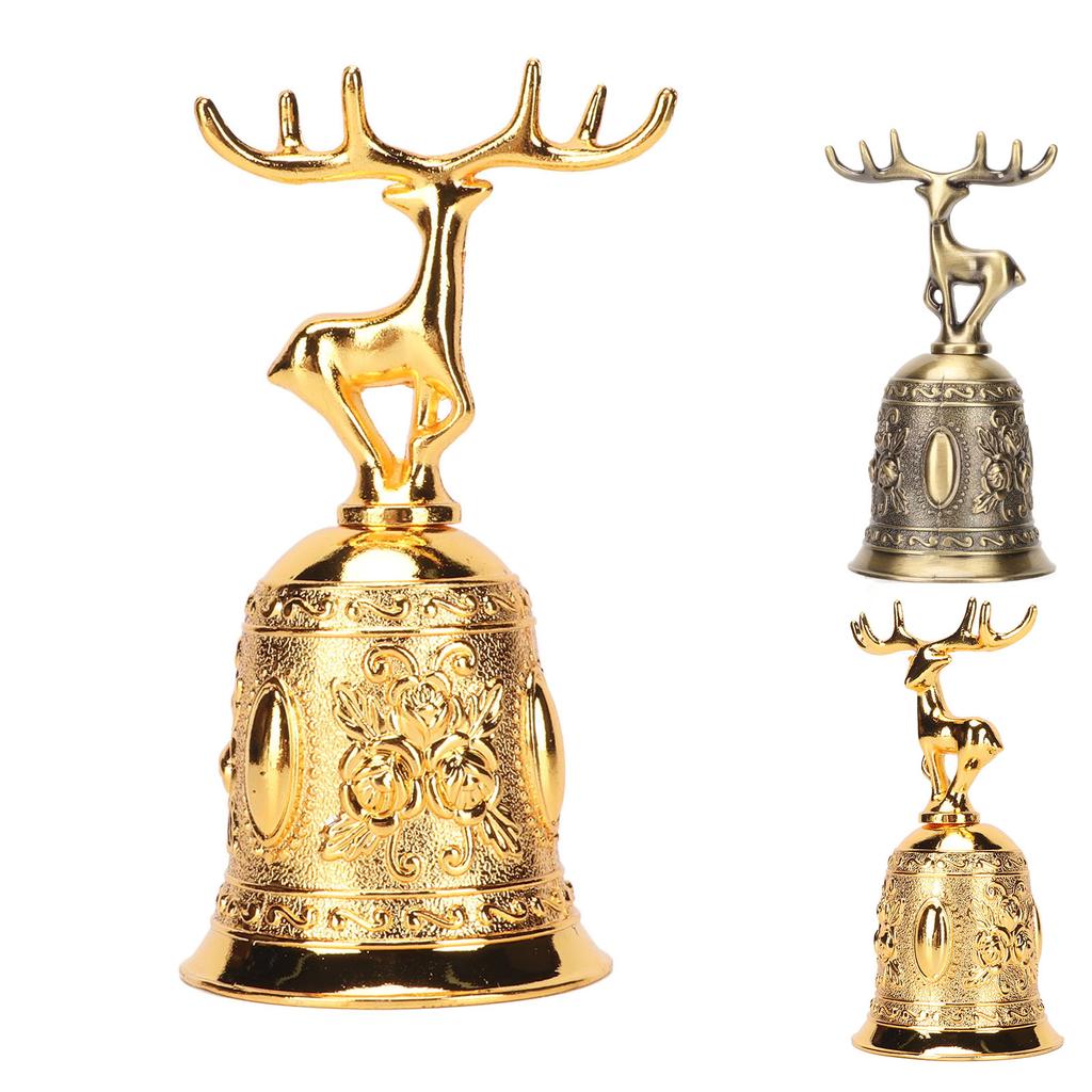 Deer Shape Hand Bell Vintage Plating Process Rustproof Polished Finish Metal Hand Bell for Dining Ta