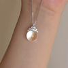 Fresh and Transparent White Crystal Pendant High-end Charms Sparkling Diamond Round Beads Necklace Silver   Gifts