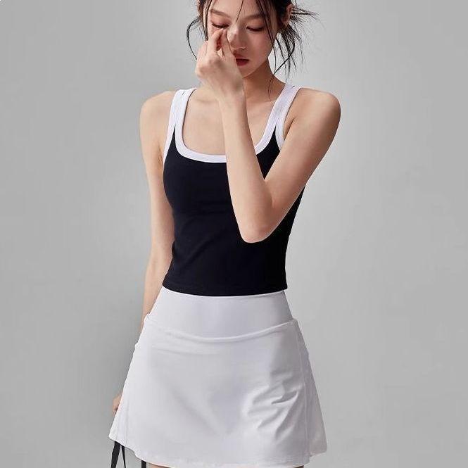 Women's Dopamine Summer Sports Set: Quick-Drying Vest & Anti-Exposure Skirt for Badminton, Tennis, and Running