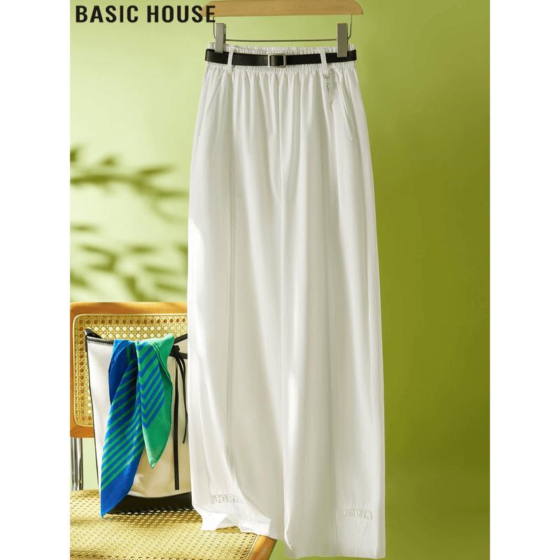 Basic House Women s High-Waist Loose Wide-Leg Pants M