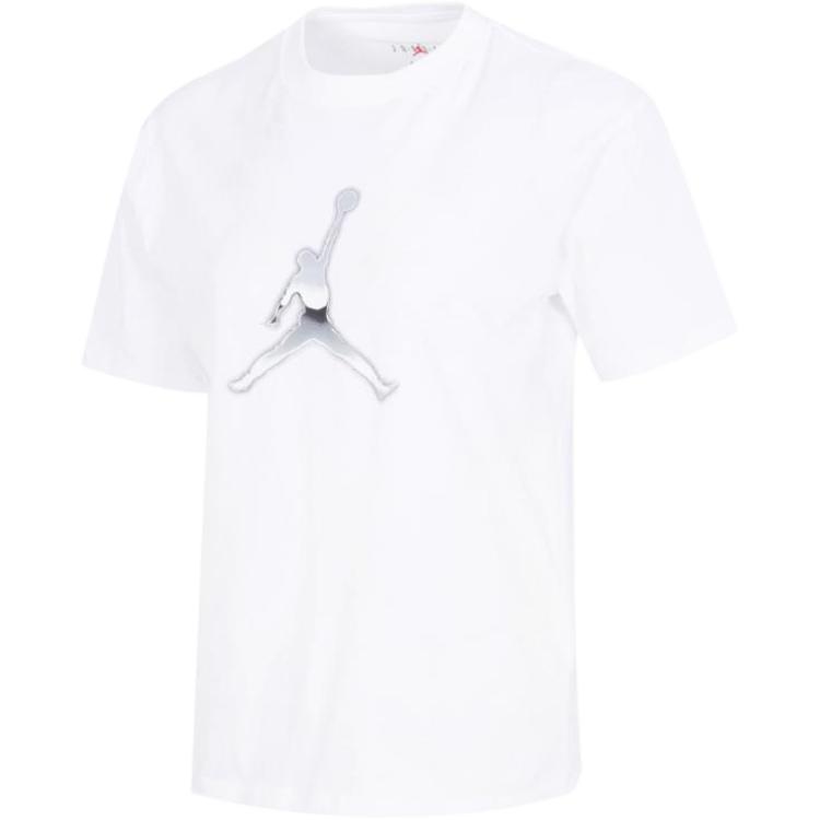 Jordan Logo Print Breathable Round Neck Short Sleeve T-Shirt Women Tops White FJ2511-100