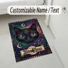 Cosmic Cat Theme Soft Crystal Velvet Rug Custom Name & Text Print Non Slip Floor Rug for Bedroom Living Room