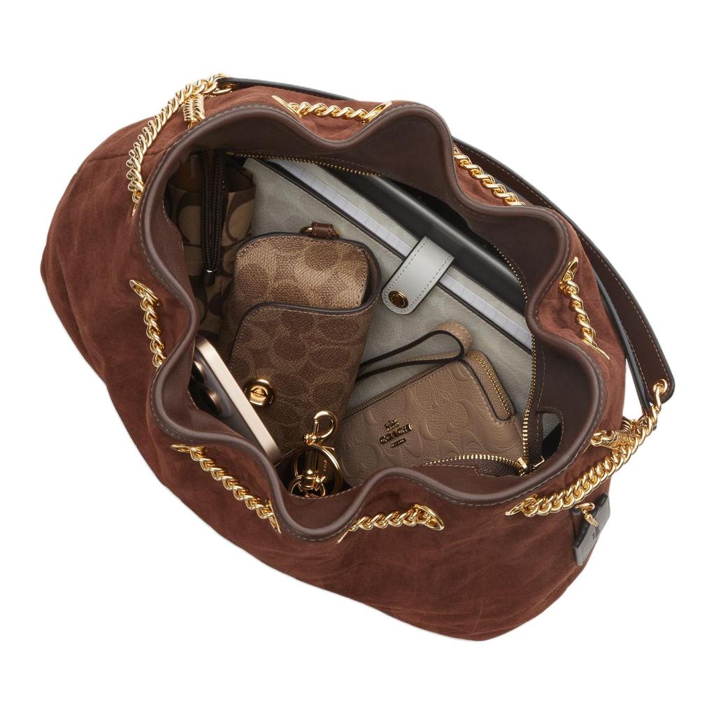 Coach Evelyn 34 Quilted Detail Leather Shoulder Bag Women shoulder bag Brown CCZ80-IMYEF