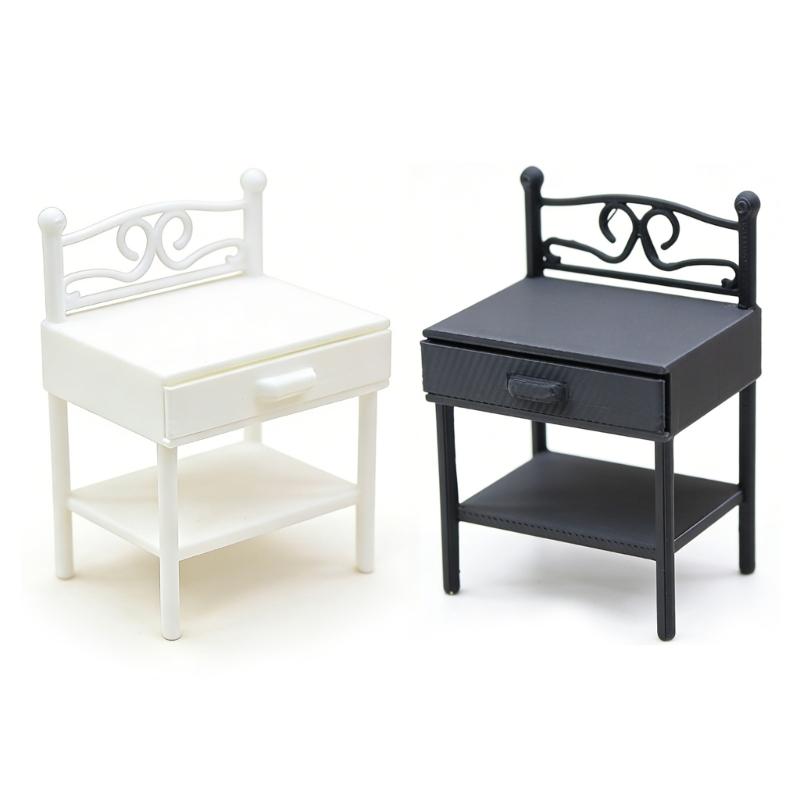 

Plastic Dollhouses Furniture Iron Style Nightstand Miniature For Kids Play And Display 1
