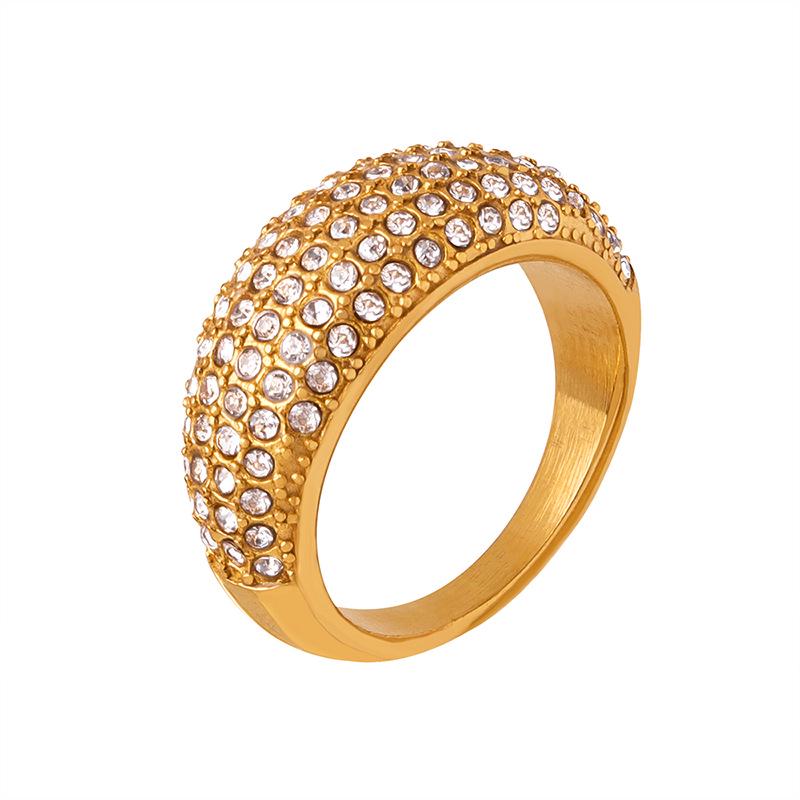 Luxury Gold-Plated Titanium Steel Ring with Full Rhinestone Star Design