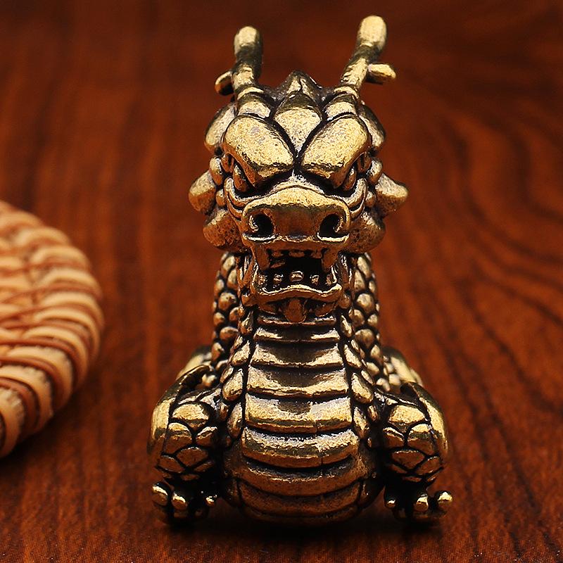 Retro Brass Ruilong Ornament Crafts Home Furnishings Opening Gifts Tea Table Decoration Zodiac Dragon Bronze Sculpture