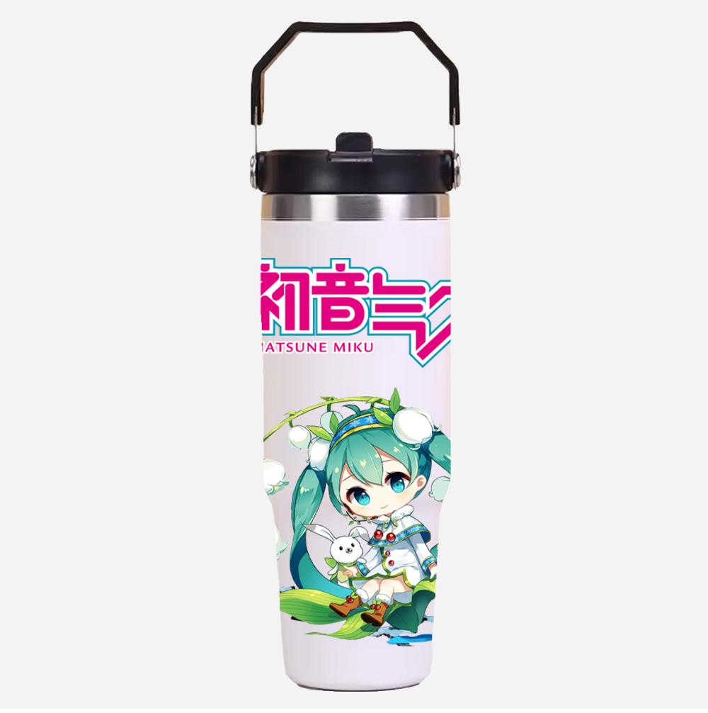 Tazza termica in acciaio inossidabile da 30 oz, stampa Anime Hatsune Miku, colore solido semplice, tazza per acqua, isolamento termico, tazza fredda per ghiaccio, regalo per bambini
