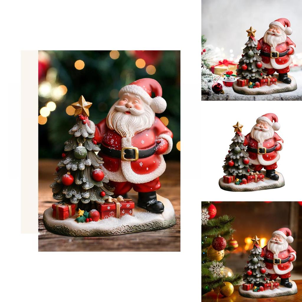 Halloween Resin Desktop Decor Santa Claus And Christmas Tree Home Ornament For Festive Decor
