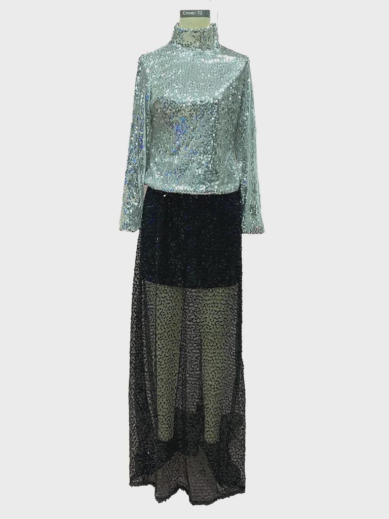 2025 Spring/Autumn Women's Long Sequin Midi Skirt - Europe & US Style