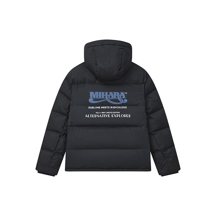 FILA x MIHARA YASUHIRO Collaborative Oversized Hooded Down Jacket 'Black White Blue' Men's F11M243904F-BK