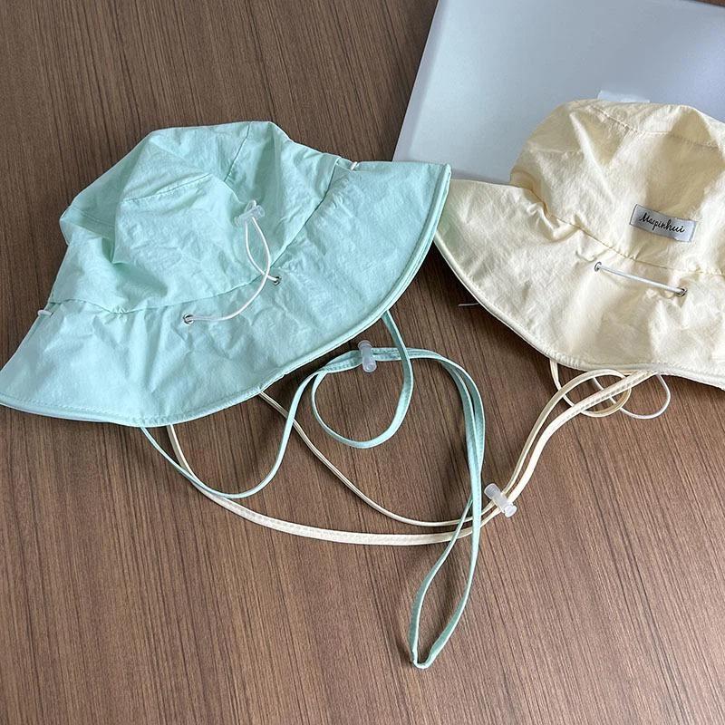 1Pcs Women Summer Quick-Drying Fisherman Hat Large Brim Sunshade Bucket Cap Korean Girl Beach Travel Caps Dual-Use Variable Bag