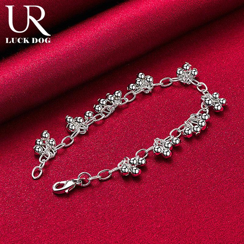 925 Sterling Silver Smooth Bright Bead Ball Chain Bracelet Jewelry