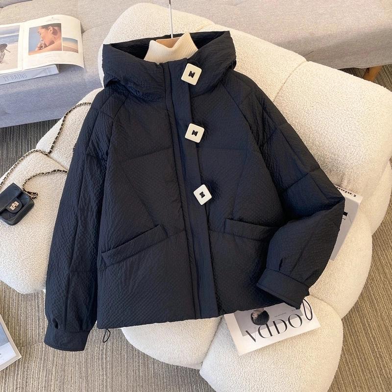 New Plaid Hooded Padded Jacket Women's Short Fashion Versatile Padded Jacket Winter Women's Casual Jacket