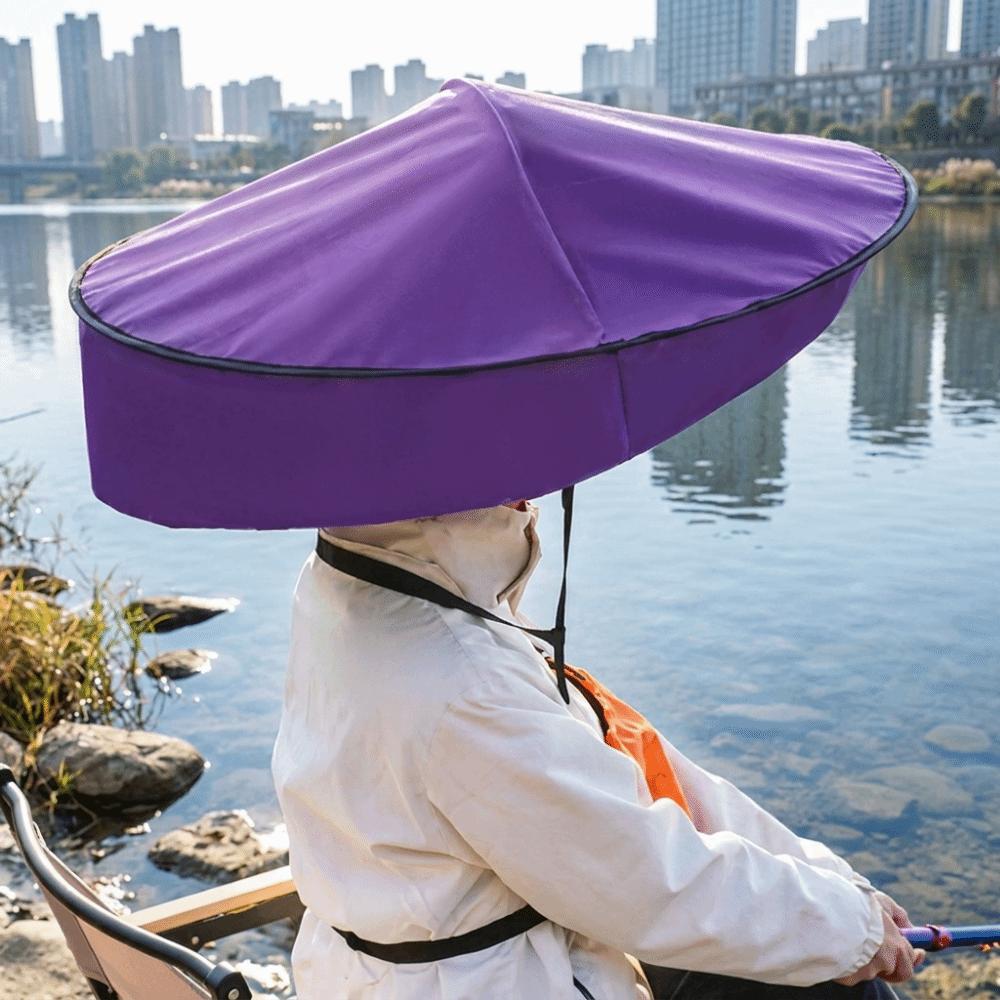 Rainproof Hands Free Umbrella Hat Pongee Head Mount Umbrella Travel Sun Shade Cap Beach фиолетовый
