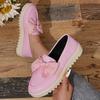 Women's Butterfly Knot Thick Bottom Loafers Soft Leather Spring Autumn Flats Shoes for Women Casual Slip on Solid Single Shoes