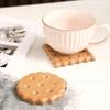 Square Solid Wood Cookie Coasters Biscuit Shape Heat Resistant Heat Insulation Pad Non-Slip Tea Cup Mat for Tea Milk Drink
