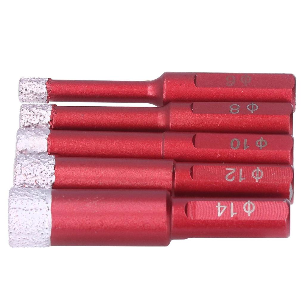5Pcs Diamond Drill Bit Triangle Shank Dry Wet Drilling Tool Set Kit for Granite Ceramic