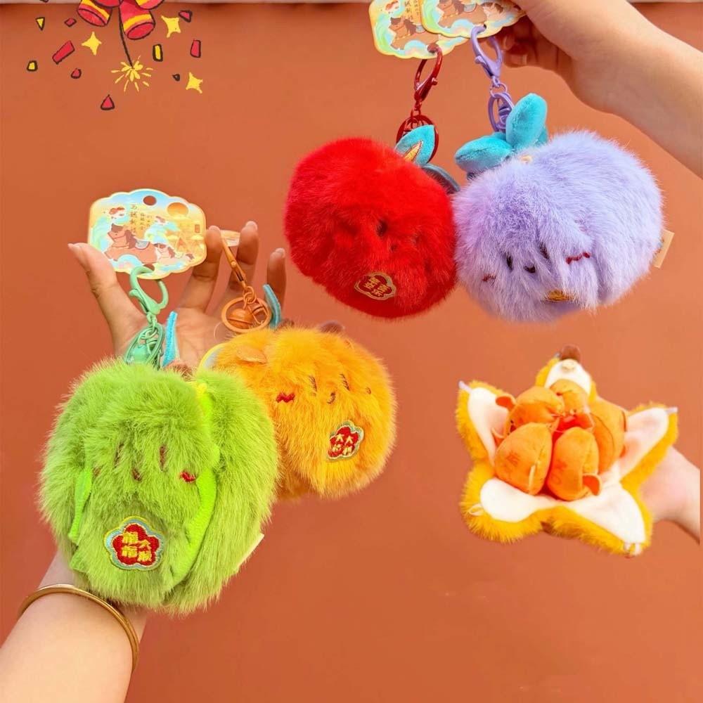 Soft Peelable Fruit Key Chain Mangosteen Plush Doll Pendant Festival Gifts