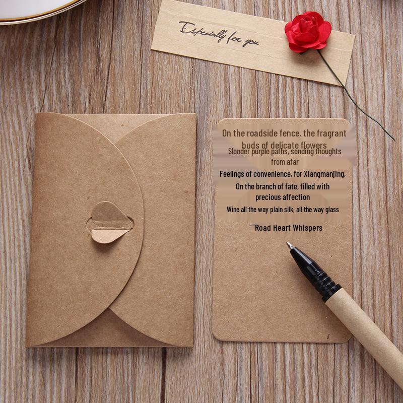 Handmade Retro Kraft Greeting Card with Dried Flowers for Birthdays, Qixi, Teachers' Day, or Christmas Blessings