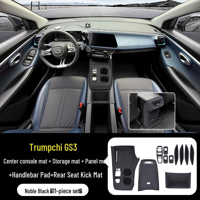 Trumpchi GS3 Center Console Accessory Set: Silicone Air Vent Pad, Wireless Charging Pad, Cup Holder Protector.