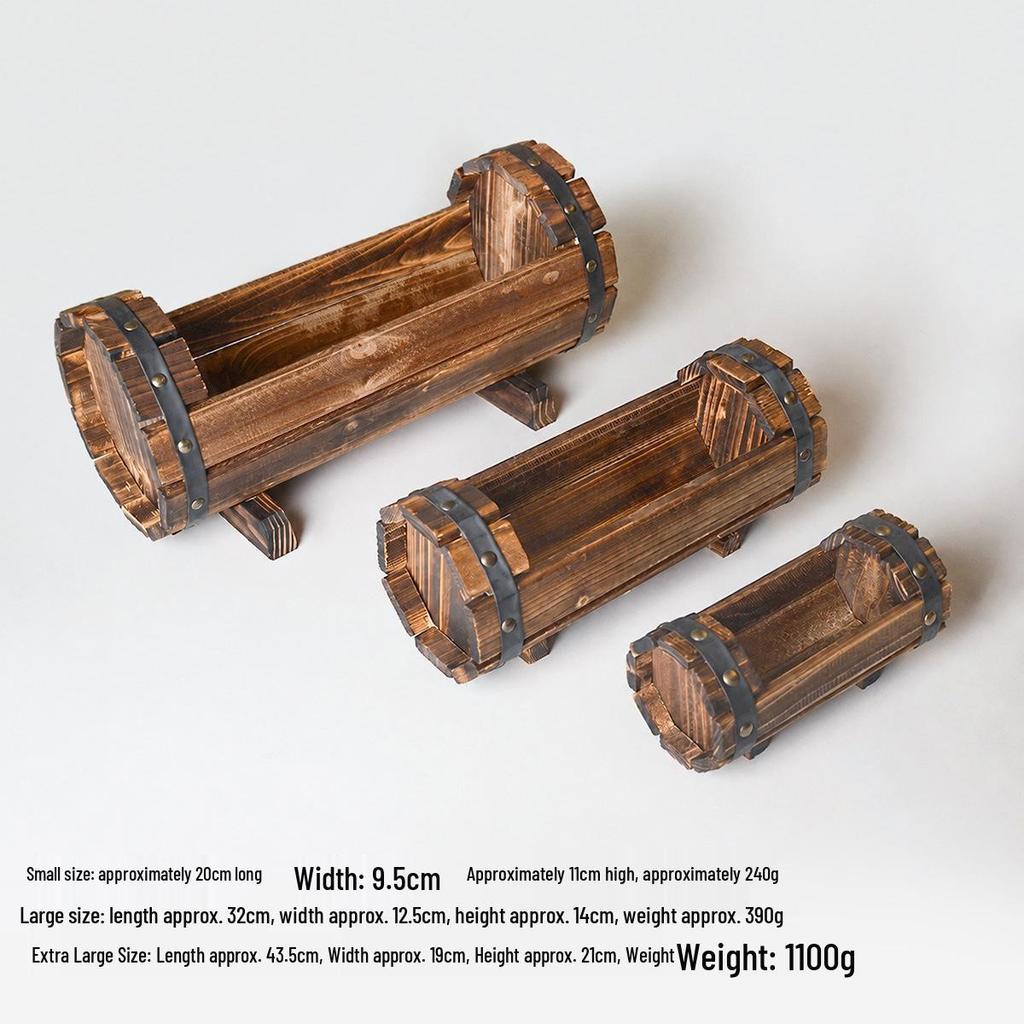 Carbonized Solid Wood Flower Box for Outdoor Wedding Decor