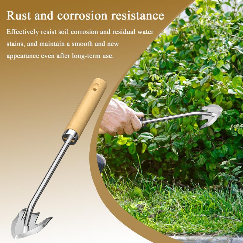 Stainless Steel Puller Tool Grass Removal Double-Edged Digging Gear Heavy-Duty Solution for Lawn Yard Backyard