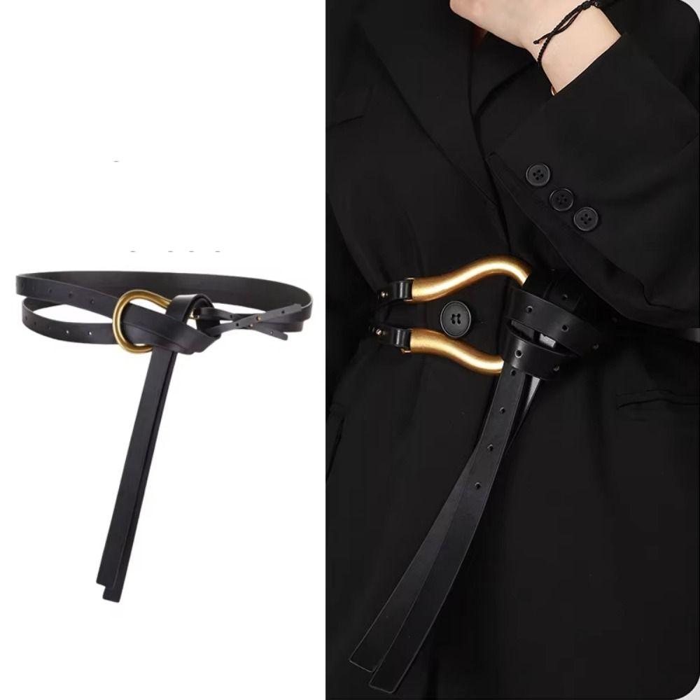 Pu Leather Decorative Buckle Belt Vintage Lady's Knotted Belt Apparel Accessories