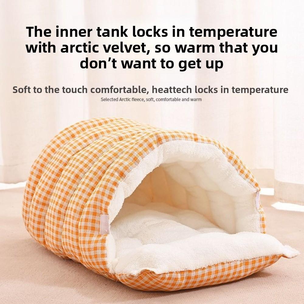 New Checkered Cat Bed Thicken Cotton Multi-size Closed Dog Litter Warm and Cozy Washable Winter Cat Litter Home Decoration