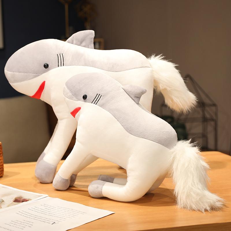 New 40/50/60cm Shark Horse Super Soft Stuffed Plush Toys Head Body Model  Pillow Baby  Birthday Xmas Gifts For Kids Home Decor