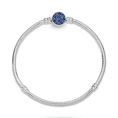 Bracciale Originale Moda Argento Sterling 925 Shine Blue Moments Catena a Osso di Serpente Charm Per Donne Gioielli di Lusso Fai da Te Moda