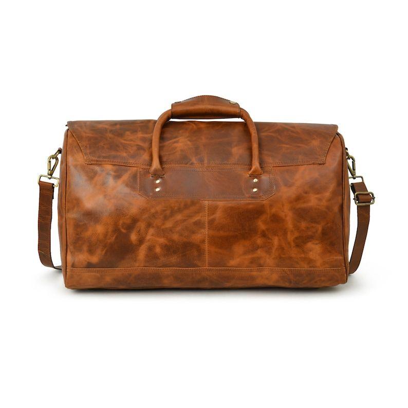 Leather Duffle Bag: Handmade Brown Weekender Travel Bag
