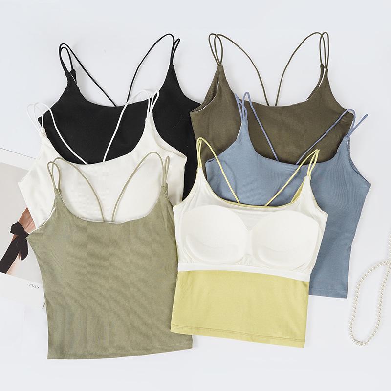 Lyocell Cotton Sports Yoga Camisole: Breathable, Chest-Padded, Small Backless Summer Tank
