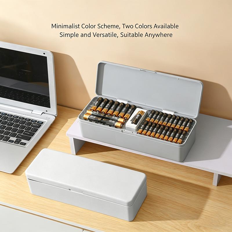 Battery Storage Box With Battery Tester Large Capacity Pp Material Anti-Fall Wear-Resistant Data Cable Organizer Case