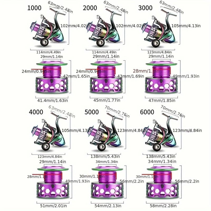 Fishing Reel 14+1 Bearing Spinning Reel Long-distance Casting Water Drop Wheel Multi-color Metal Body Without Gaps Perfect Gift for Beginners