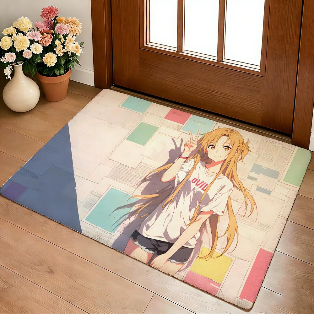 Hot Anime S-Sword Art Online Floor Mat Cozy Flannel Soft Thick Non-Slip Mat For Living Room Bedroom Kitchen Decor Rugs