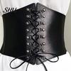 Body Belt Solid Color Retro Elastic Women Corset Exquisite Fine Craftsmanship Faux Leather Lace-up Buckle Wide Clothes Accessories Dress