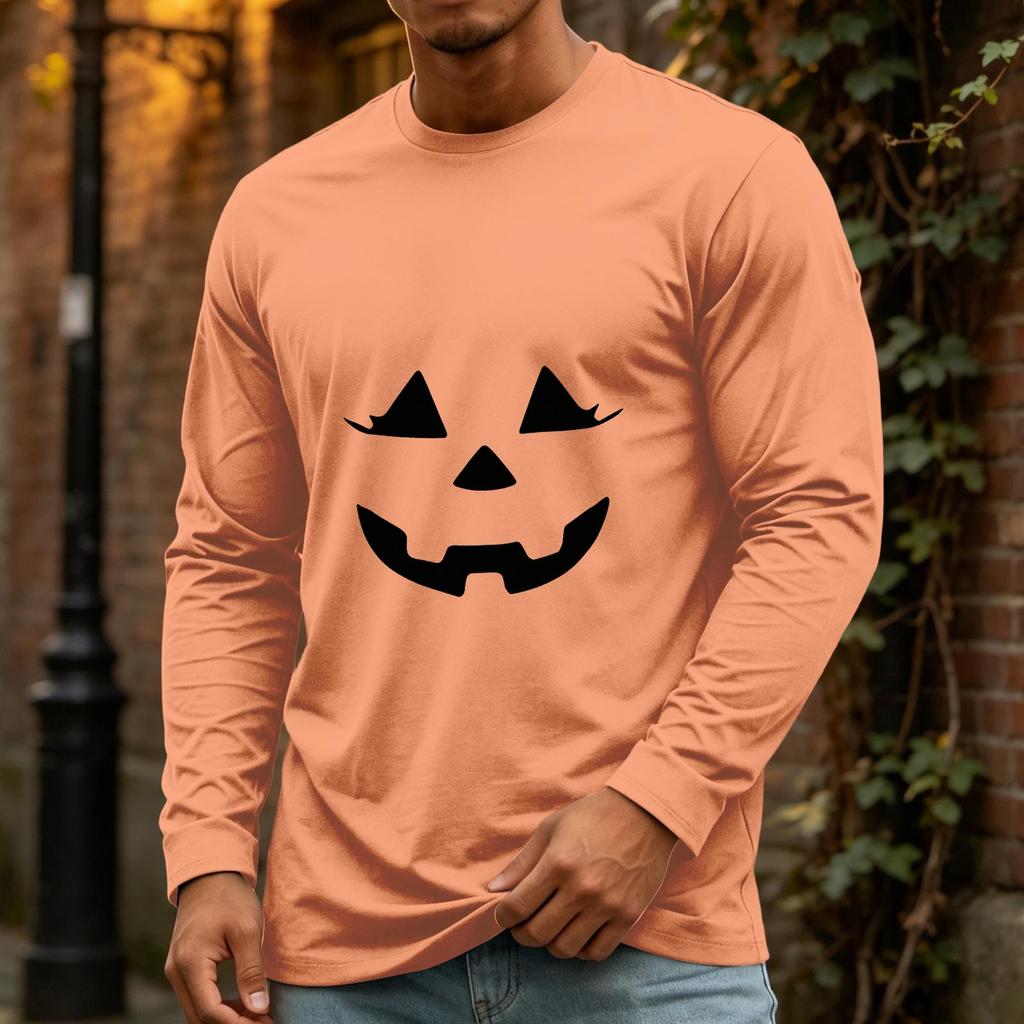 Men's Halloween Long Sleeve Neck Casual Top for Party