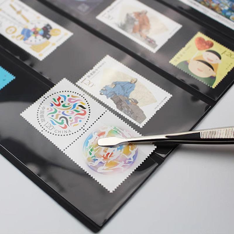 Standard 9-hole Double-sided Black Background Photo Album with Large Capacity for Stamp Collection and Paper Currency Collection