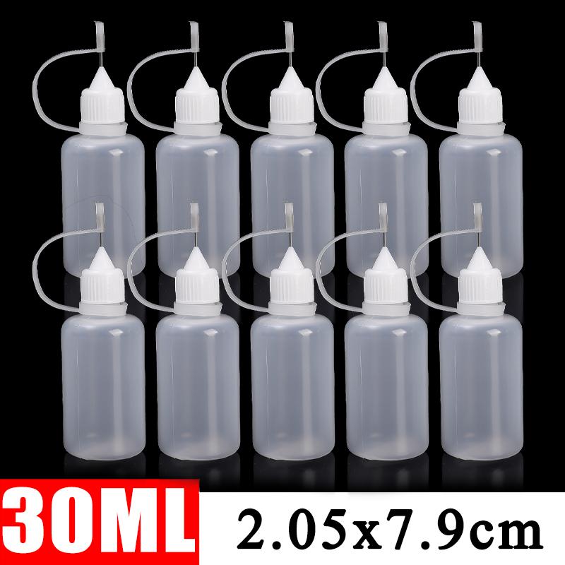 50/5Pcs PE Plastic Squeezable Tip Applicator Bottle Refillable Dropper with Needle Tip Caps for Glue Pigment Bottle 10ml 50ml