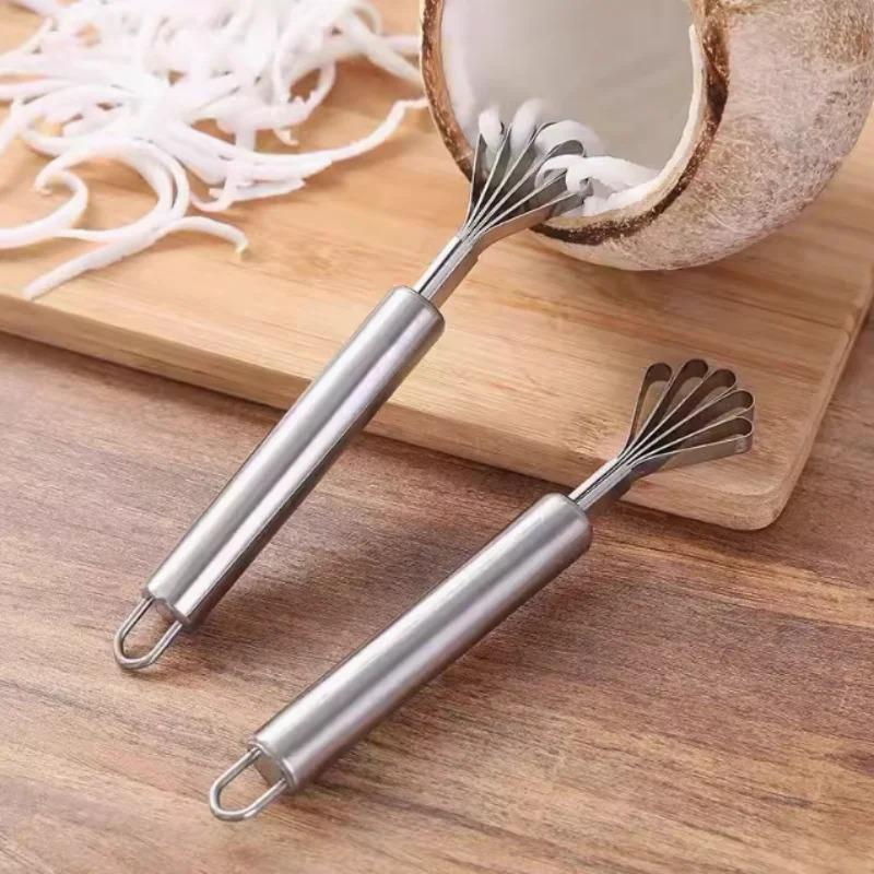 Kokosnussfleischschaber Edelstahl Kokosnussraspel Kokosnussfleischraspel Essbare Kokosnussfleischprodukte Fischschuppenraspel Werkzeuge