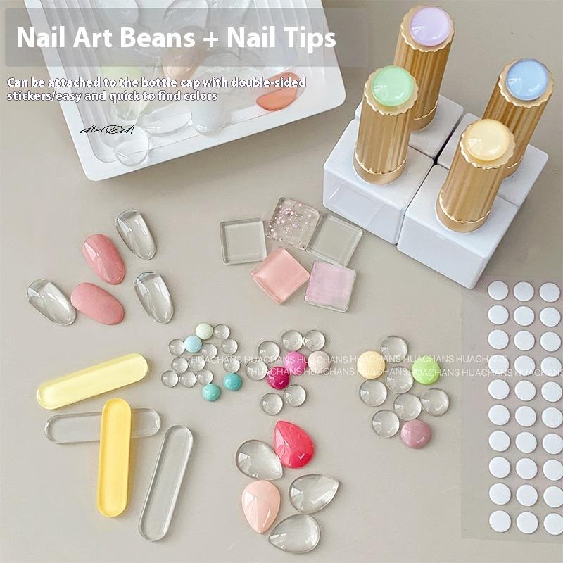 Mini Glass Nail Color Card Manicure Bean 3D Round Bead Transparent Glue Plate High-Quality Nail Polish Manicure Tool