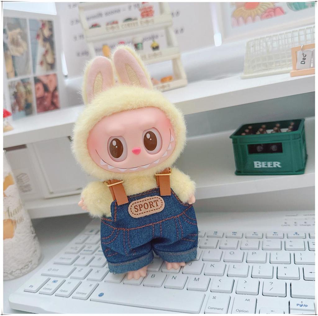 10cm & 17cm Cotton Doll Clothes Replacement Set: Overalls & T-Shirt