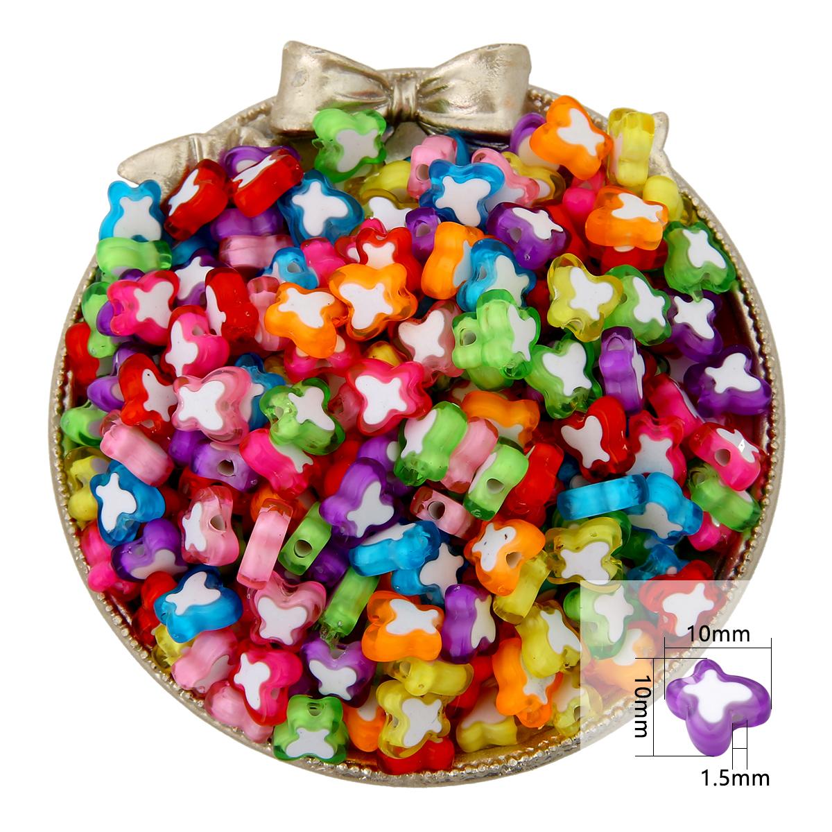 

15 г/пакет разноцветные акриловые пластиковые бусины в форме звезды, сердца, бабочки, цветов для DIY, аксессуары для изготовления ювелирных изделий 10x10mm 55pcs